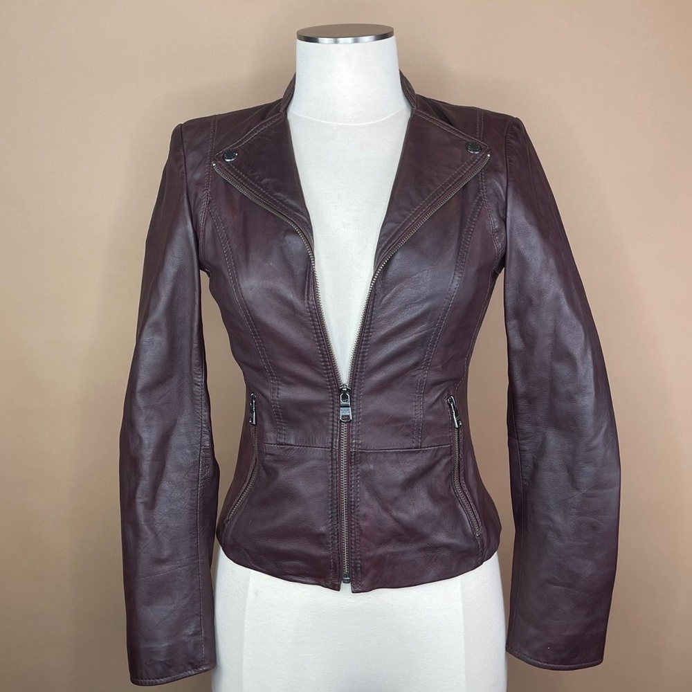Andrew Marc Brown Leather Jacket Women’s XS. Y